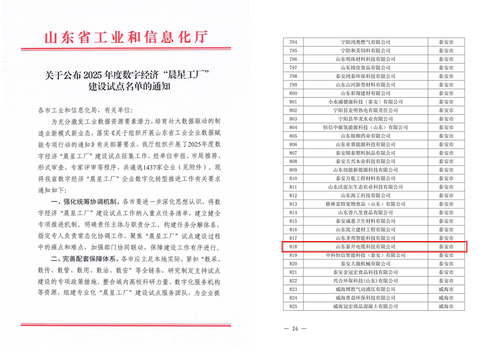 山東省數字經濟晨星工廠